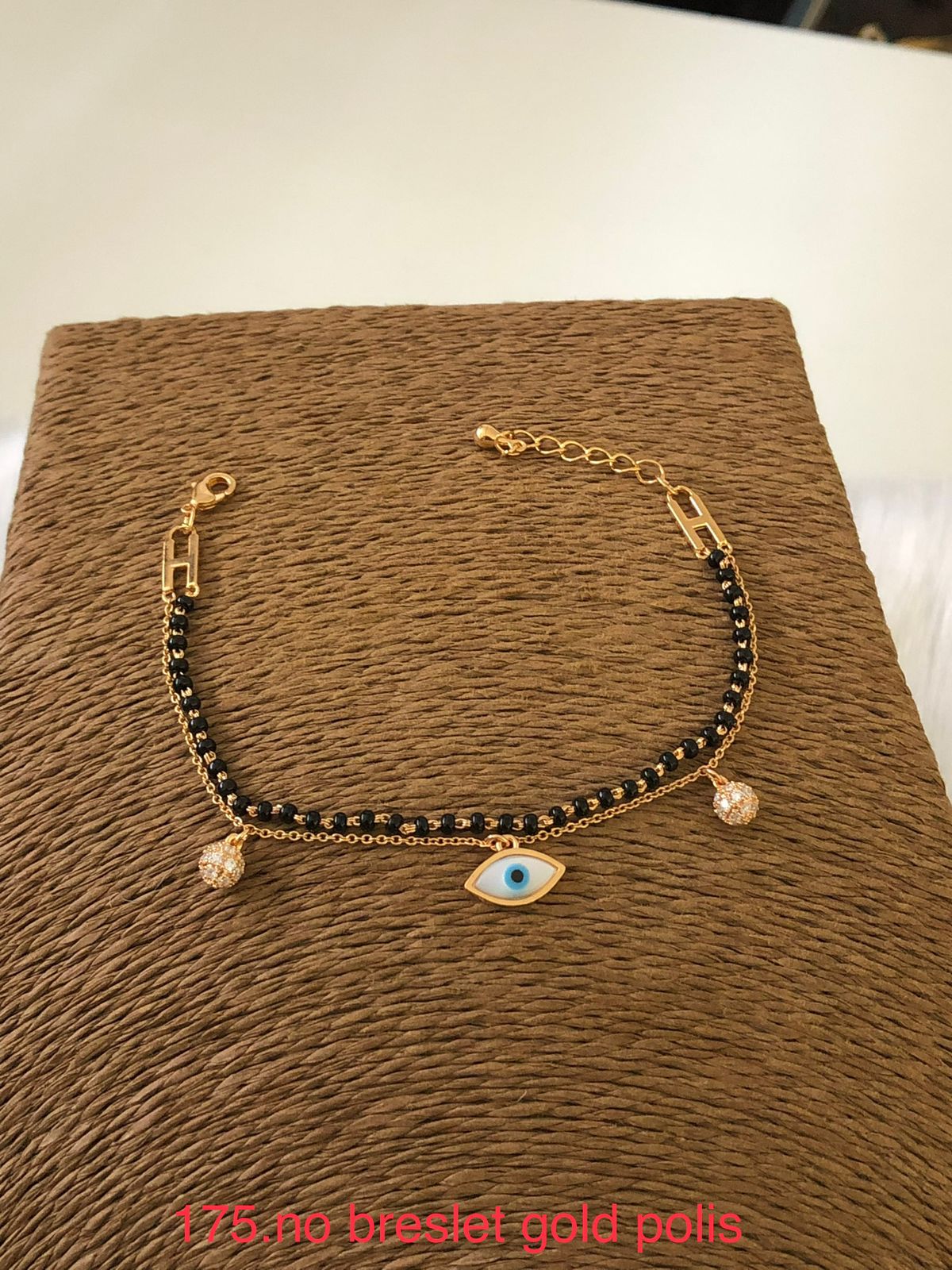 22ct Gold Black Beads Evil Eye Bracelet – Roop Darshan